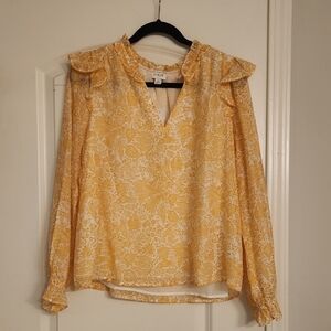 J. Crew Yellow Floral Blouse